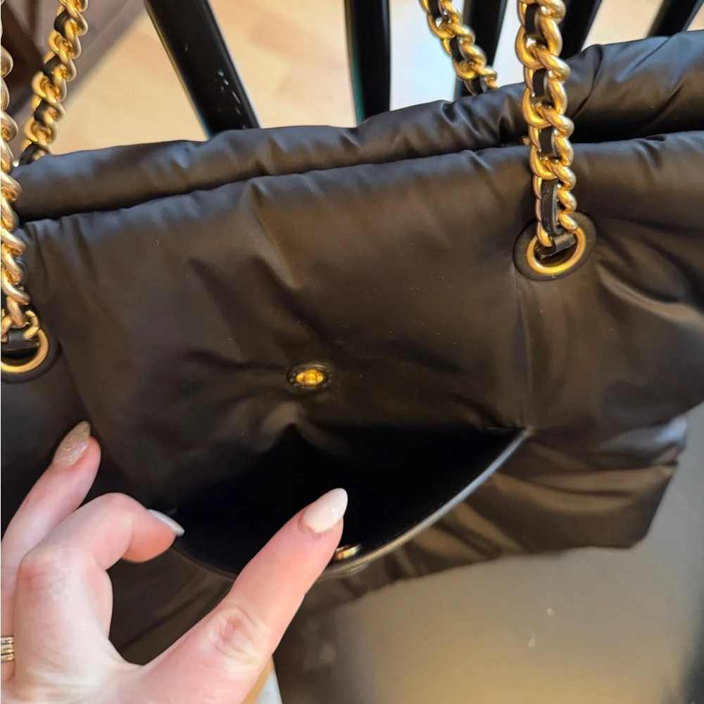 Tory Burch Black Quilted Ella Tote Bag - Picture 2 of 5